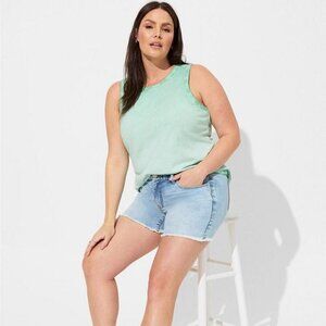Torrid - Vintage Cotton Jersey Crew Neck Slash Back Tank in Hemlock Gree…​​​